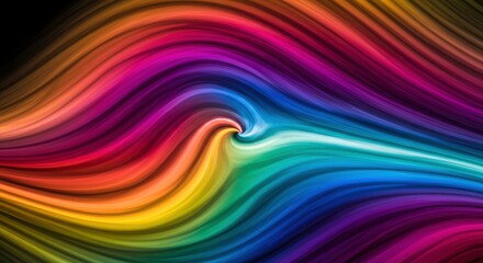Fototapeta premium Rainbow Swirl Abstract: Vibrant, swirling strokes of rainbow colors create a mesmerizing abstract artwork. The dynamic interplay of hues evokes a sense of energy, movement.