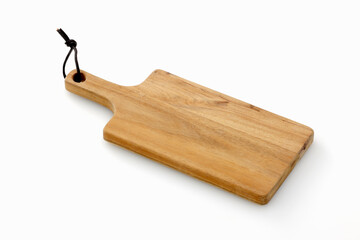 白背景に置いた木製のカッティングボード　Wooden cutting board on white background