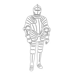 knight sketch outline, vector on white background