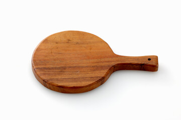 白背景に置いた木製のカッティングボード　Wooden cutting board on white background