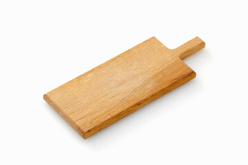 白背景に置いた木製のカッティングボード　Wooden cutting board on white background