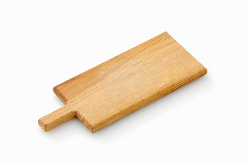 白背景に置いた木製のカッティングボード　Wooden cutting board on white background