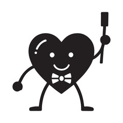 Valentine's Day, hockey ball funny vector silhouette illustration