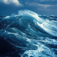 Fototapeta premium Gigapixel artwork of turbulent ocean waves aerial view of dynamic seascape