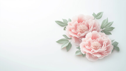 Fototapeta premium Chinese new year, chinese festivals , valentine ,minimal little pink peony and the moon,cherry blossoms,golden dragon,lunar new year, on white background,with copy space,illustrator, greeting card.