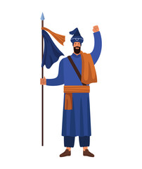 man sikh warrior with flag
