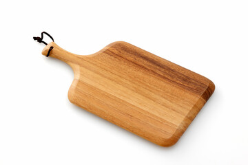 白背景に置いた木製のカッティングボード　Wooden cutting board on white background