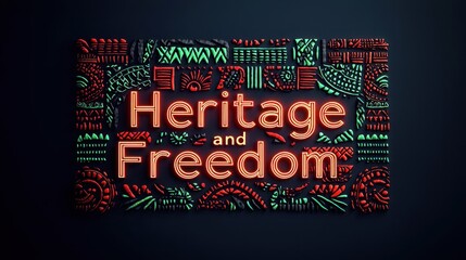 Black History Month Concept, Vibrant Typography with African Inspired Patterns Celebrating Heritage and Freedom in Bold Red and Green Tones