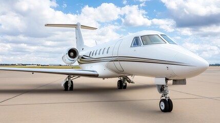 Fototapeta premium Sleek Private Jet Parked on Modern Runway for Luxury Air Travel