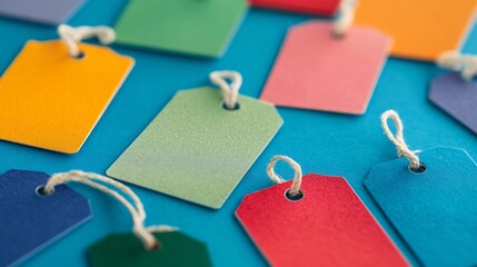 Colorful Travel Tags Neatly Arranged,Symbolizing International Adventures