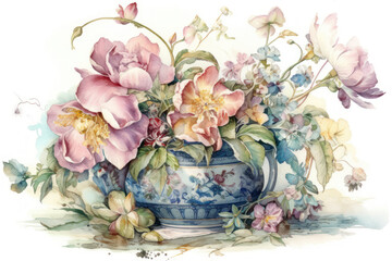 Obraz premium an elegant bouquet of flowers neatly arranged in a decorative vase. 