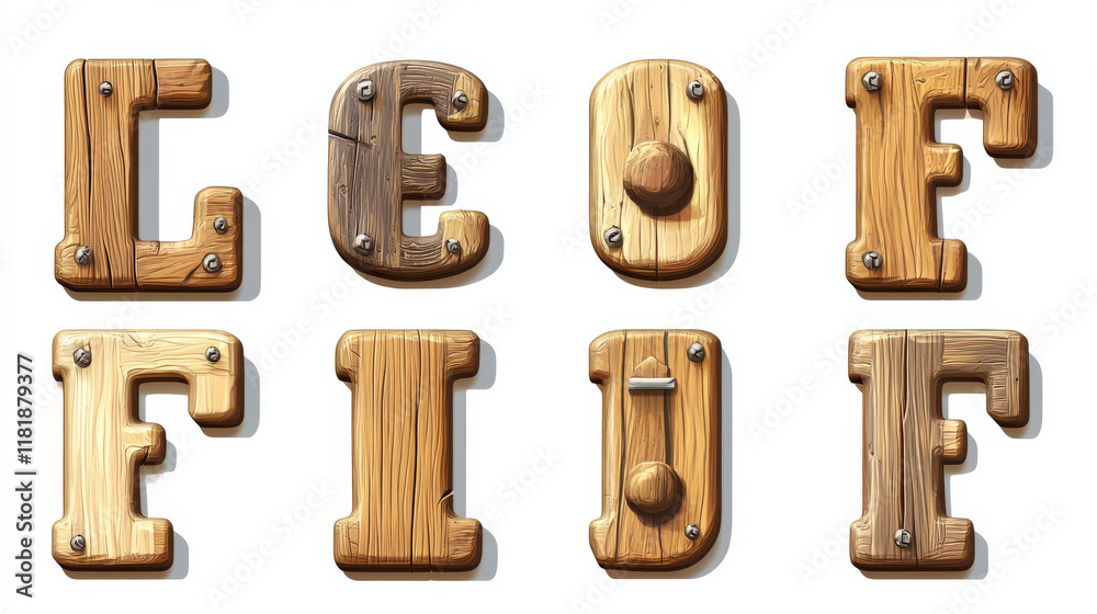 Fototapete set of alphabet symbols and icons of letter f - for emblems. rasterized version also available in ga