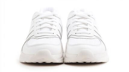 Minimalist White Sports Shoes on Isolated Studio Background