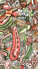 Obraz premium A Colorful Medley of Food Delights: A Vibrant Abstract Food Composition