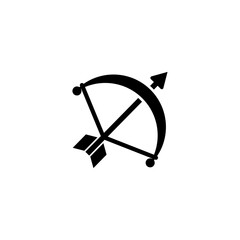 Modern vector icon of archery bow and arrow, symbolizing precision sports.