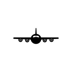 Vector illustration of a front-view commercial airplane icon.