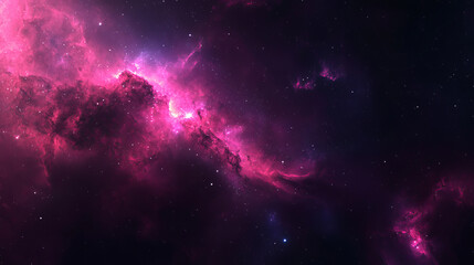 Fototapeta premium Colorful pink nebula with stars and galaxies in outer space