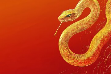 Fototapeta premium Abstract golden snake , Year of the Snake , Chinese New Year , Lunar New Year, greeting card, wallpaper