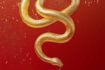 Fototapeta premium Abstract golden snake , Year of the Snake , Chinese New Year , Lunar New Year, greeting card, wallpaper