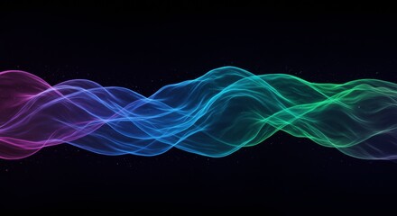 Obraz premium Abstract Energy Flow: Vivid, vibrant, flowing lines of color dance across a dark background, creating an abstract art piece that is both energetic and ethereal.