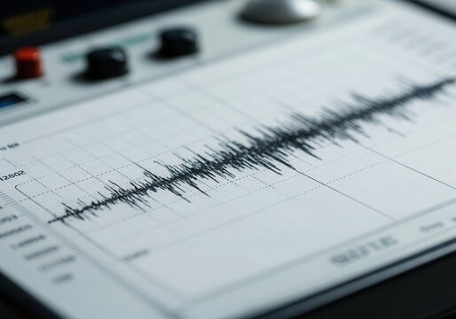 Polygraph test results are displayed on a paper, showing wavy lines indicating physiological responses