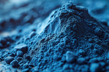 blue spirulina powder neatly sprinkled on a white background. 