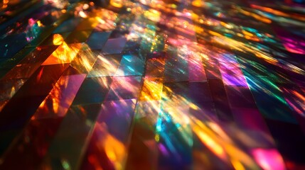 Fototapeta premium Vibrant prism light refracting with clarity blending shimmering hues and rainbow tones in radiant gradients Mesmerizing abstract pattern of luminous iridescent and chromatic illumination