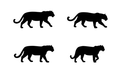 Amur leopard silhouette set black and white