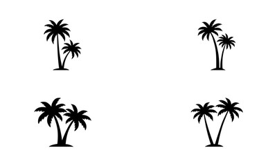 Palm Tree silhouette set in black and white 