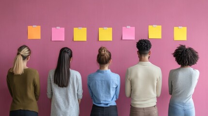 A group of entrepreneurs brainstorming in front of a wall, turning challenges into opportunities by breaking down barriers with creative solutions