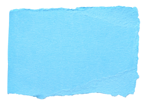 Isolated cut out torn piece of blank blue paper note cardboard with texture and copy space for text, transparent png background design element - Powered by Adobe