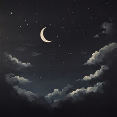 Naklejka premium Night sky with clouds and moon background