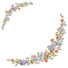 watercolors digital frames Garden Friends: Bunnies and Hedgehogs
