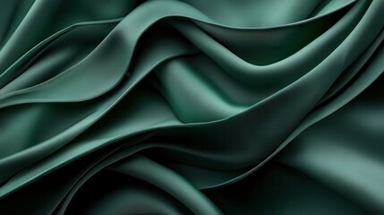 Obraz premium Elegant satin in emerald green gently flowing in soft waves