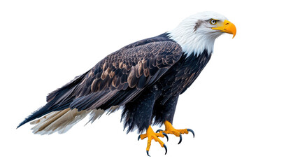 Fototapeta premium A majestic bald eagle perched, showcasing its striking features. transparent background
