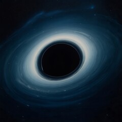 black hole in the black infinite void  neon-blue light colors