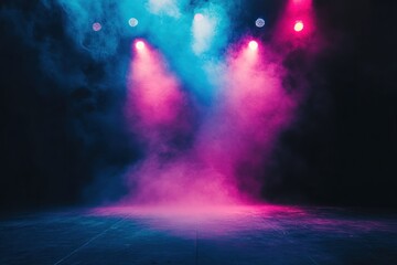 Pink blue stage lights smoky backdrop concert
