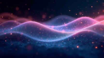 Fototapeta premium Abstract Gradient Hologram Dynamic Wave Of Particles. Digital Wallpaper Technology Background