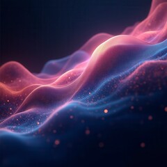Obraz premium Abstract Gradient Hologram Dynamic Wave Of Particles. Digital Wallpaper Technology Background