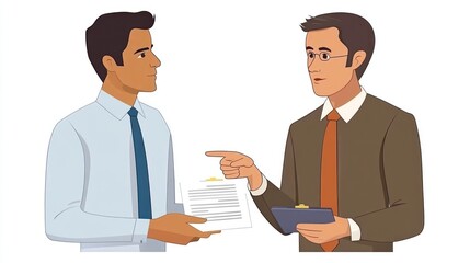 Fototapeta premium Two businessmen reviewing a document.