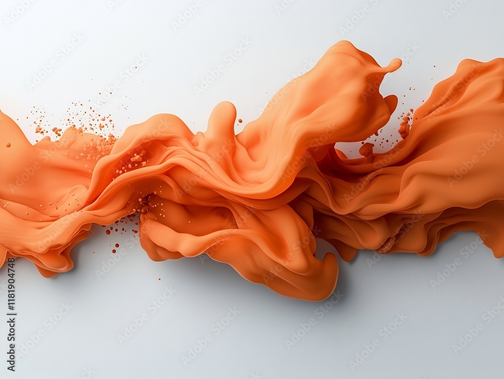 Poster captivating abstract imagery of orange liquid forms frozen in time effortlessly floating and flowing