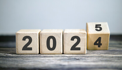 New year 2025 concept. Change of year 2024 to 2025, coup.