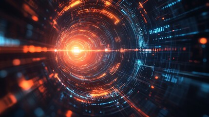 Obraz premium Dynamic digital energy swirl futuristic tech environment abstract visual