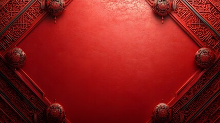 Vibrant Traditional Red Background with Clean Gradients Soft Patterns and Decorative Ornamental Accents Creating a Luxurious Elegant and Ceremonious Atmosphere