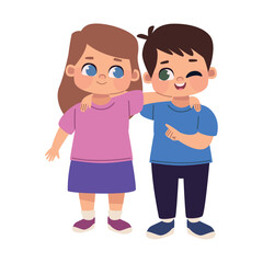 boy and girl characters hugging