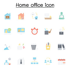 Freelance and Work at Home Icons Set. Collection of linear simple web icons such as Work from Home, Distant Work, Freelance, Online Video Conferencing, Work Online and more.