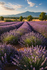 Obraz premium field of lavender flowers in full bloom
