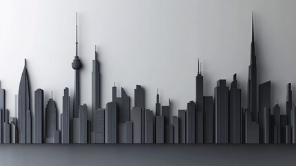 Obraz premium Stylish Black and White Paper Cut City