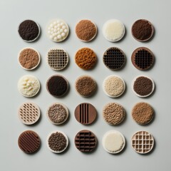 Variety of Textures in Circular Shapes Displayed Neatly