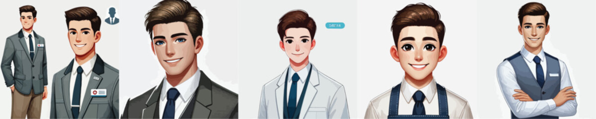 vector set of smiling office workers